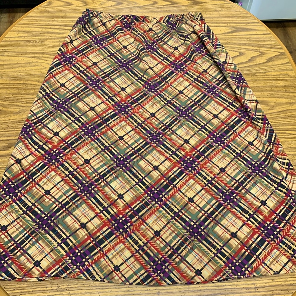 Long modest purple/tan/black Pierre Cardin skirt